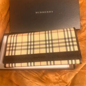 Burberry Nova Check Canvas Leather Long Wallet Unisex Multicolor